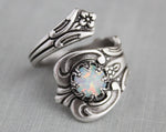 White Opal Spoon Ring. (The ORIGINAL) 23 Opal color options