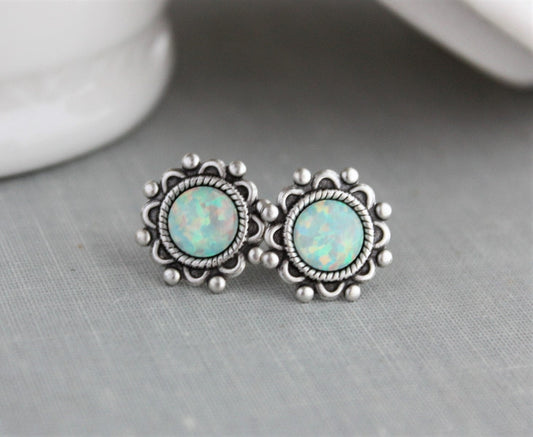 Mint Opal Stud Earrings. 10 Opal colors