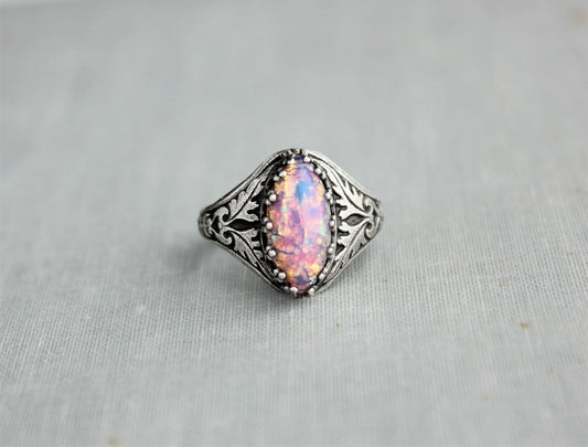 Fire Opal Navette Ring