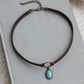 Turquoise Choker. Hexagon Suede Choker