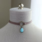 Turquoise Choker. Hexagon Suede Choker