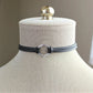 Hexagon Leather Choker. Silver, Gold, or Bronze