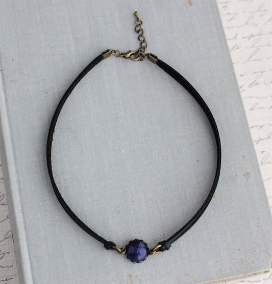 Lapis Lazuli Choker. 14 Leather colors to choose from