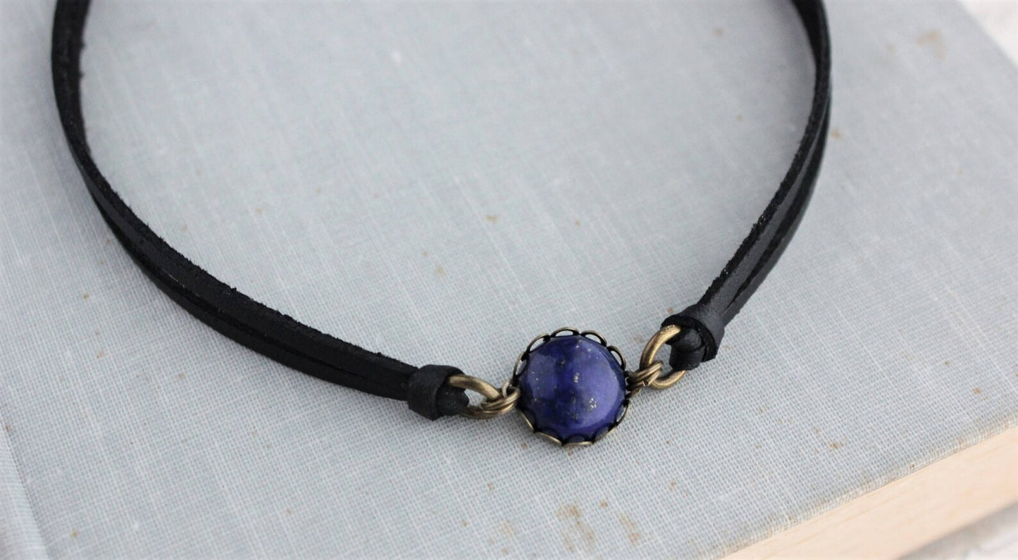 Lapis Lazuli Choker. 14 Leather colors to choose from