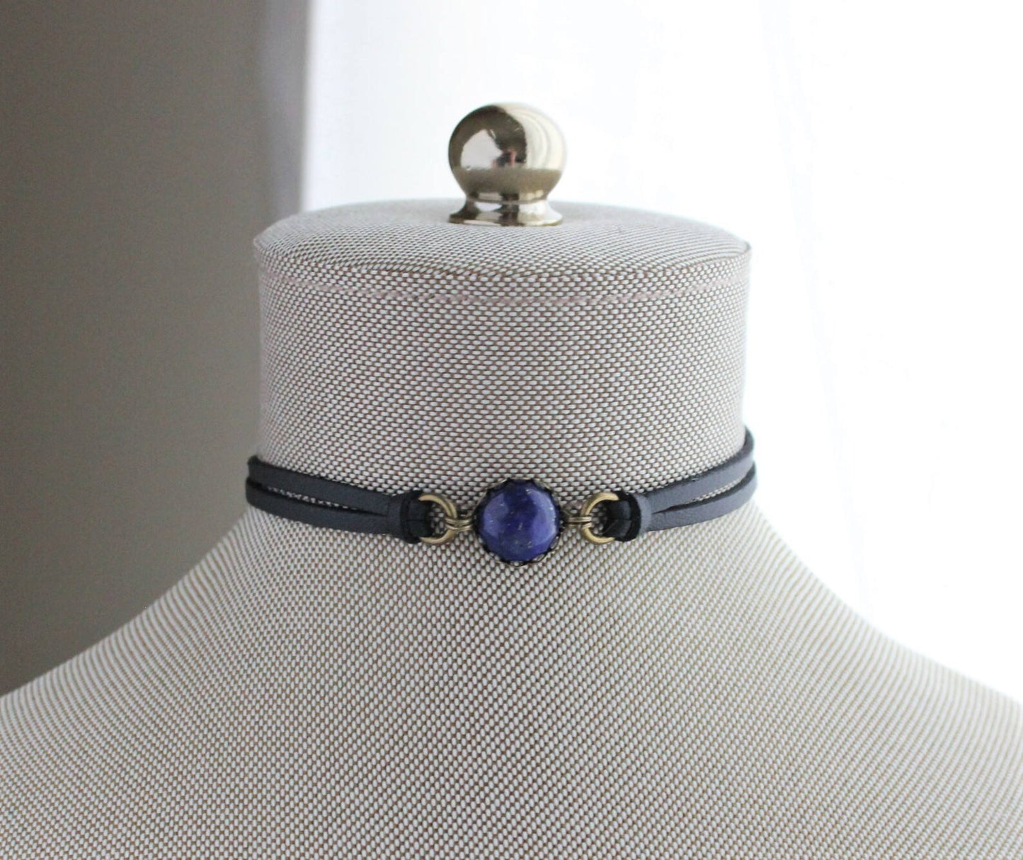 Lapis Lazuli Choker. 14 Leather colors to choose from