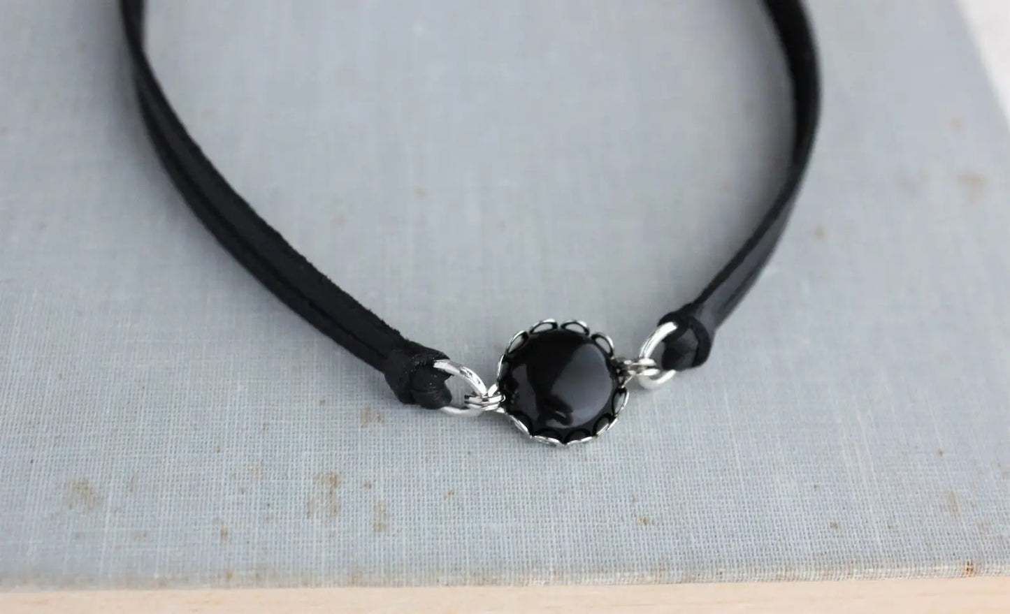 Black Onyx Choker. 14 Leather colors to choose from