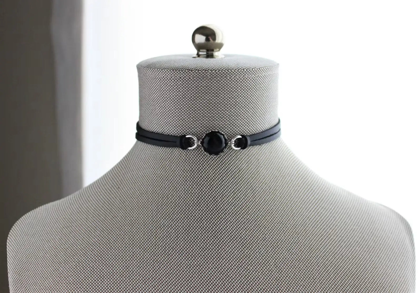 Black Onyx Choker. 14 Leather colors to choose from