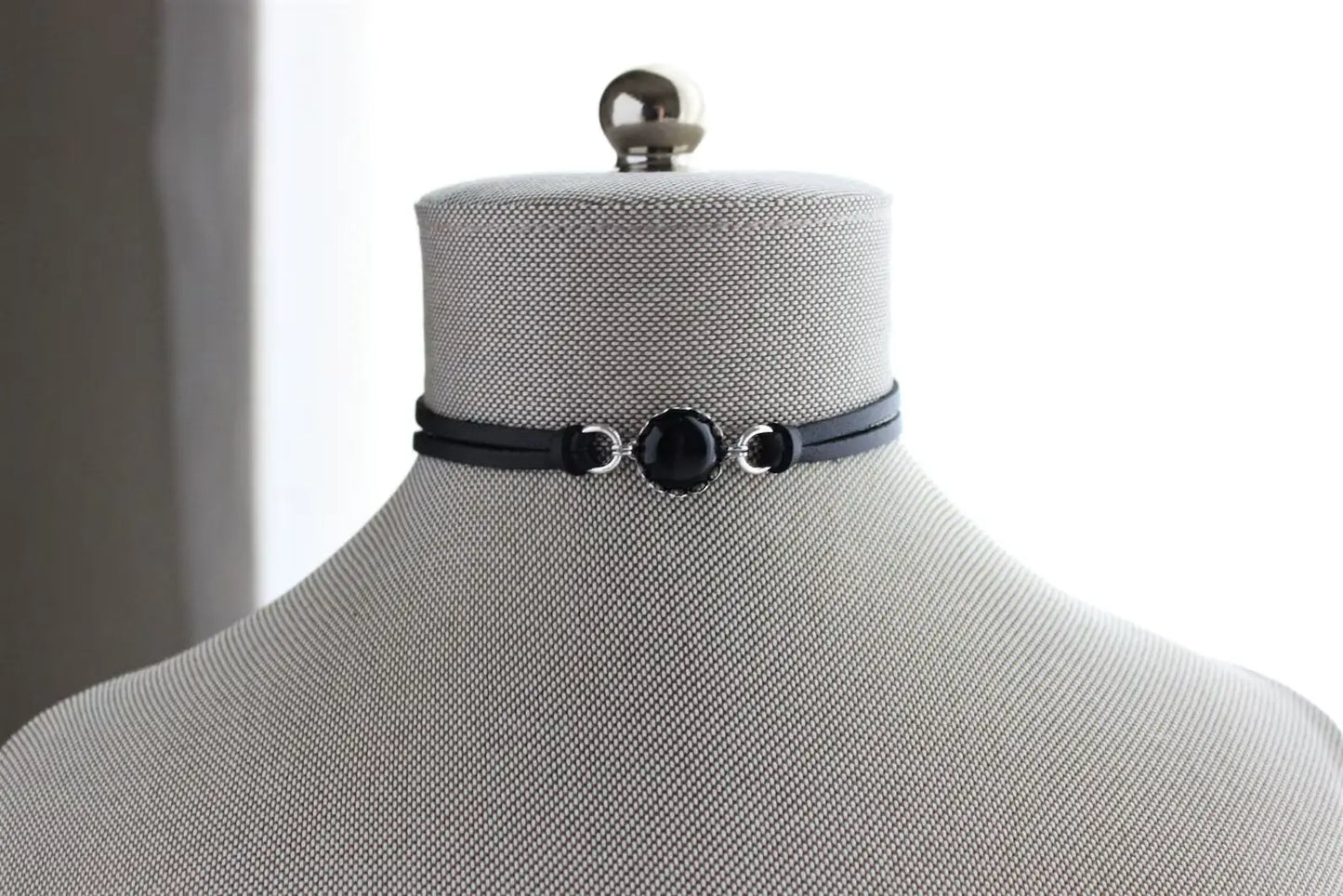 Black Onyx Choker. 14 Leather colors to choose from