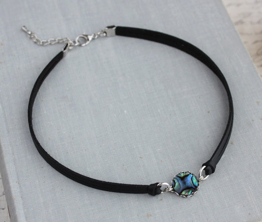 Abalone Leather or Suede Choker