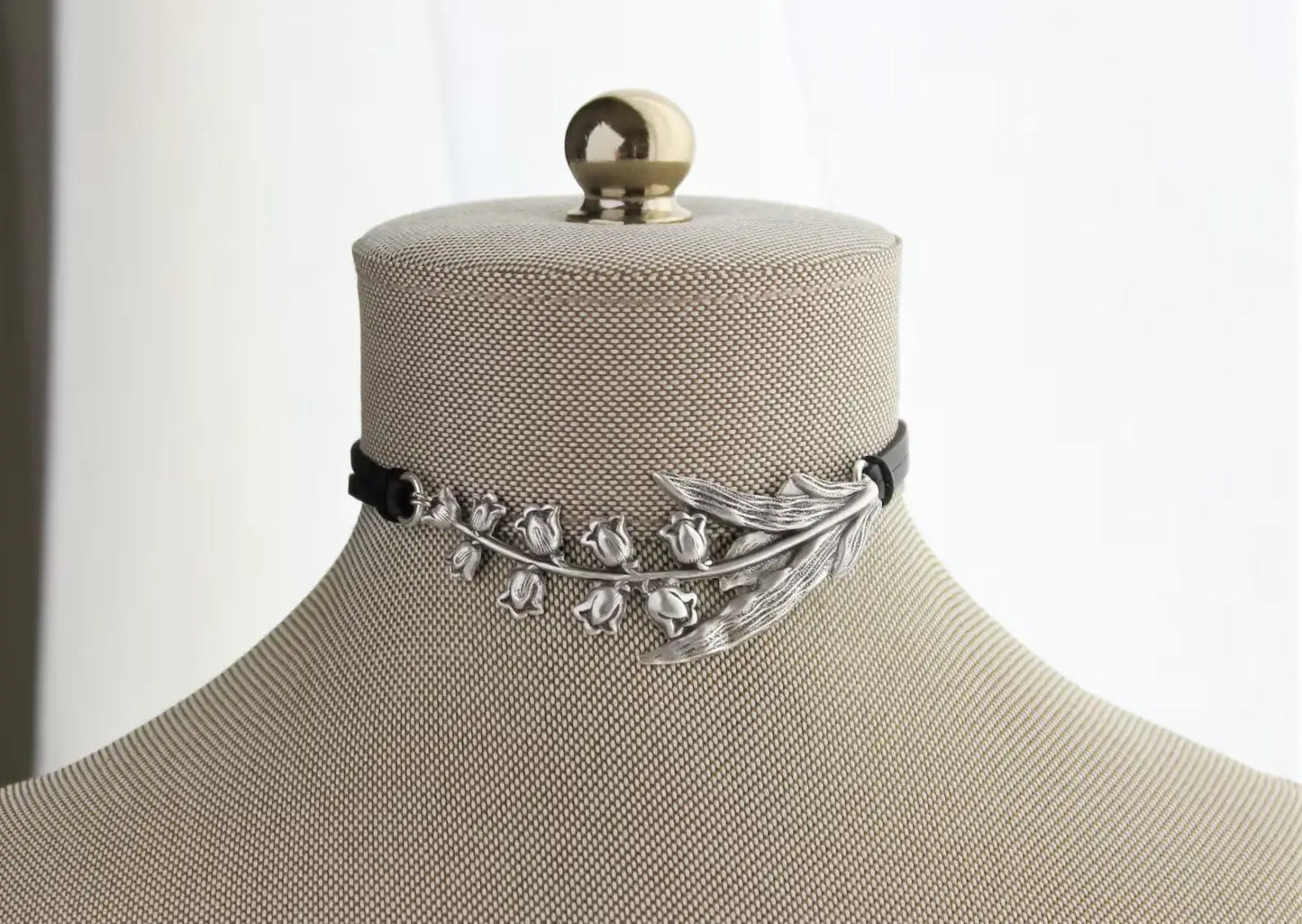 Lily of the Valley Leather Choker