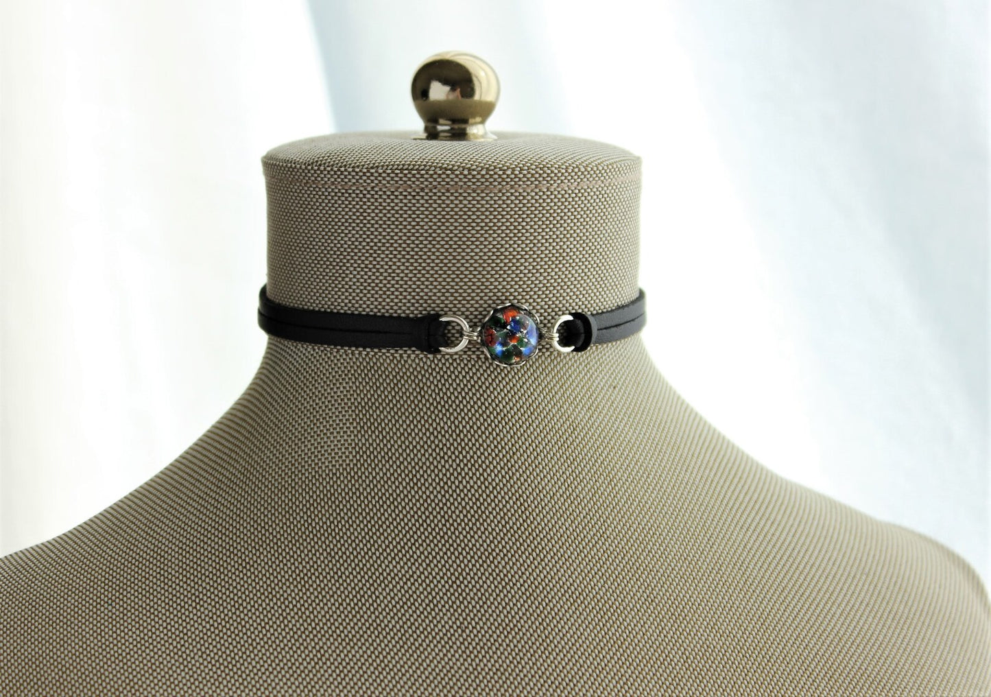 Black Multi Color Opal Choker