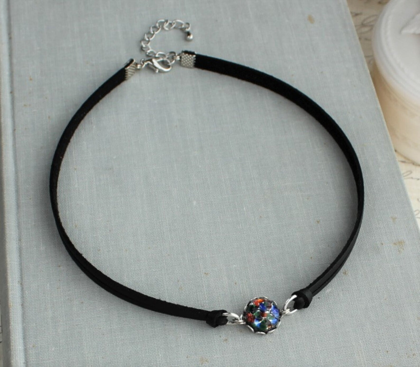 Black Multi Color Opal Choker