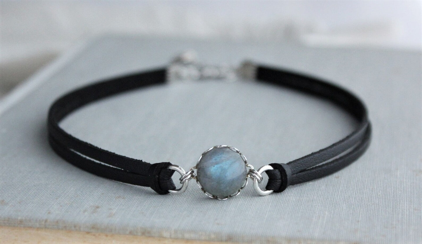 Labradorite Leather Choker