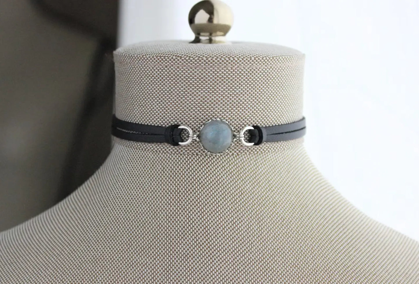 Labradorite Leather Choker