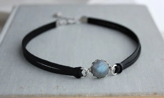 Labradorite Leather Choker