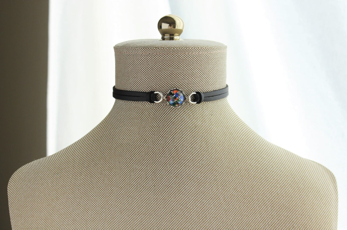 Black Multi Color Opal Choker