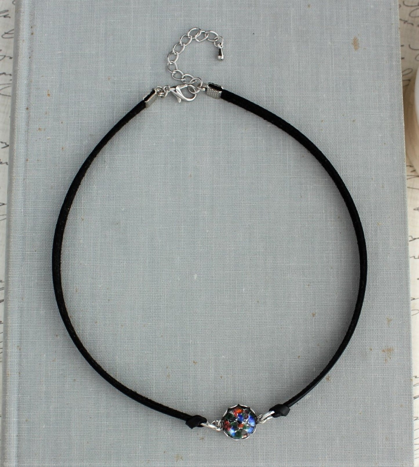 Black Multi Color Opal Choker