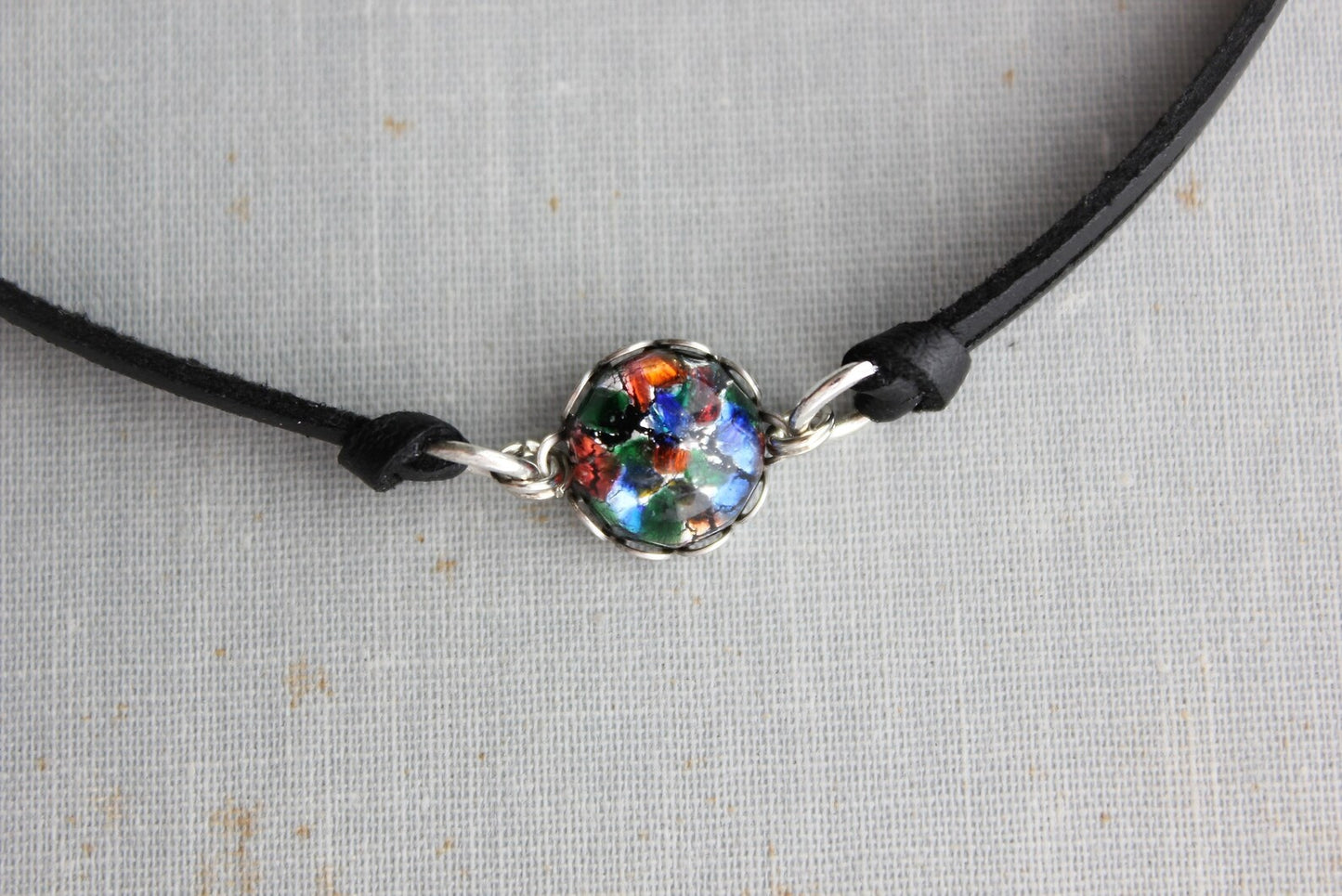 Black Multi Color Opal Choker