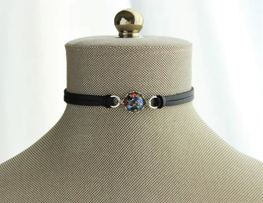 Black Multi Color Opal Choker