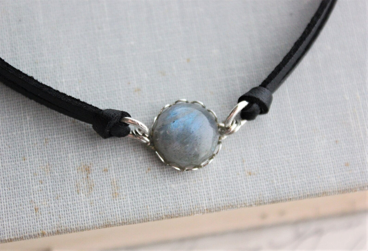 Labradorite Leather Choker