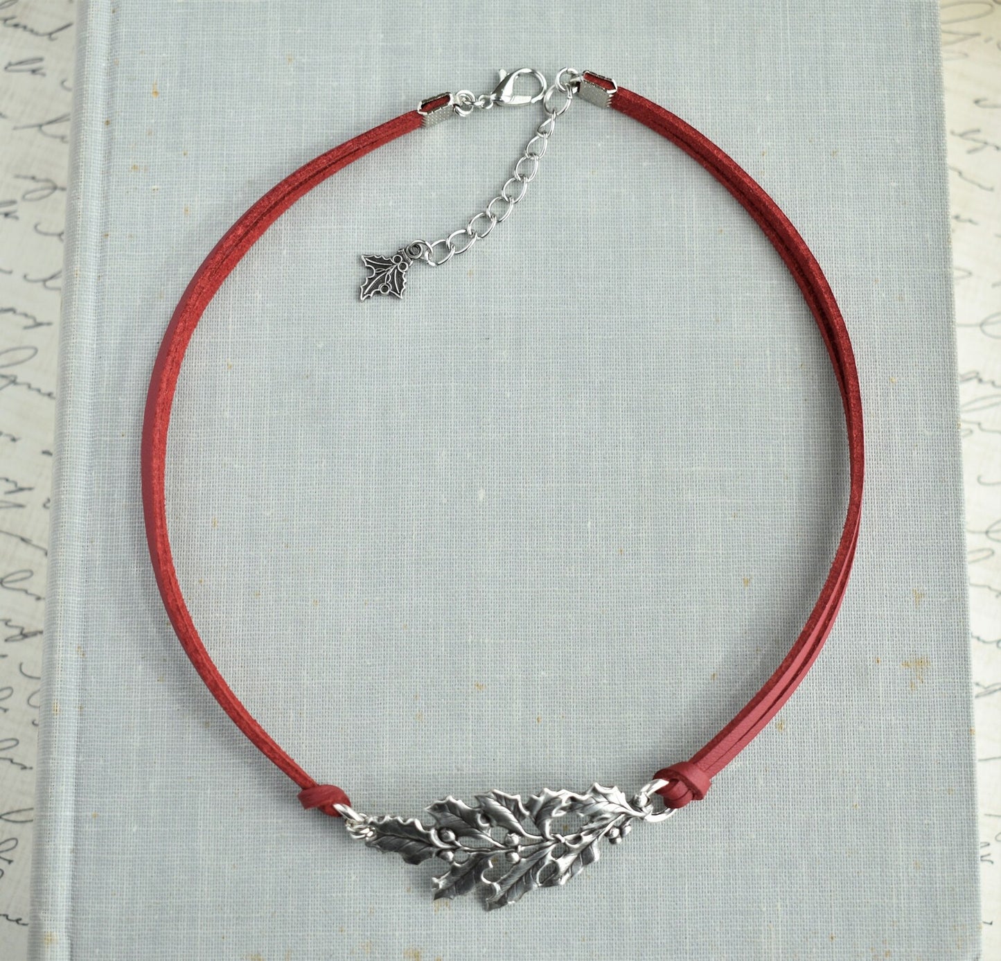 Christmas Holly Leather Choker