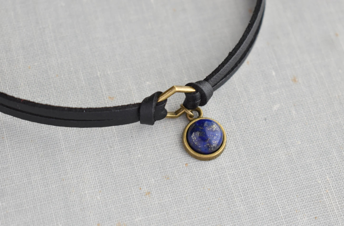 Lapis Lazuli Leather Choker