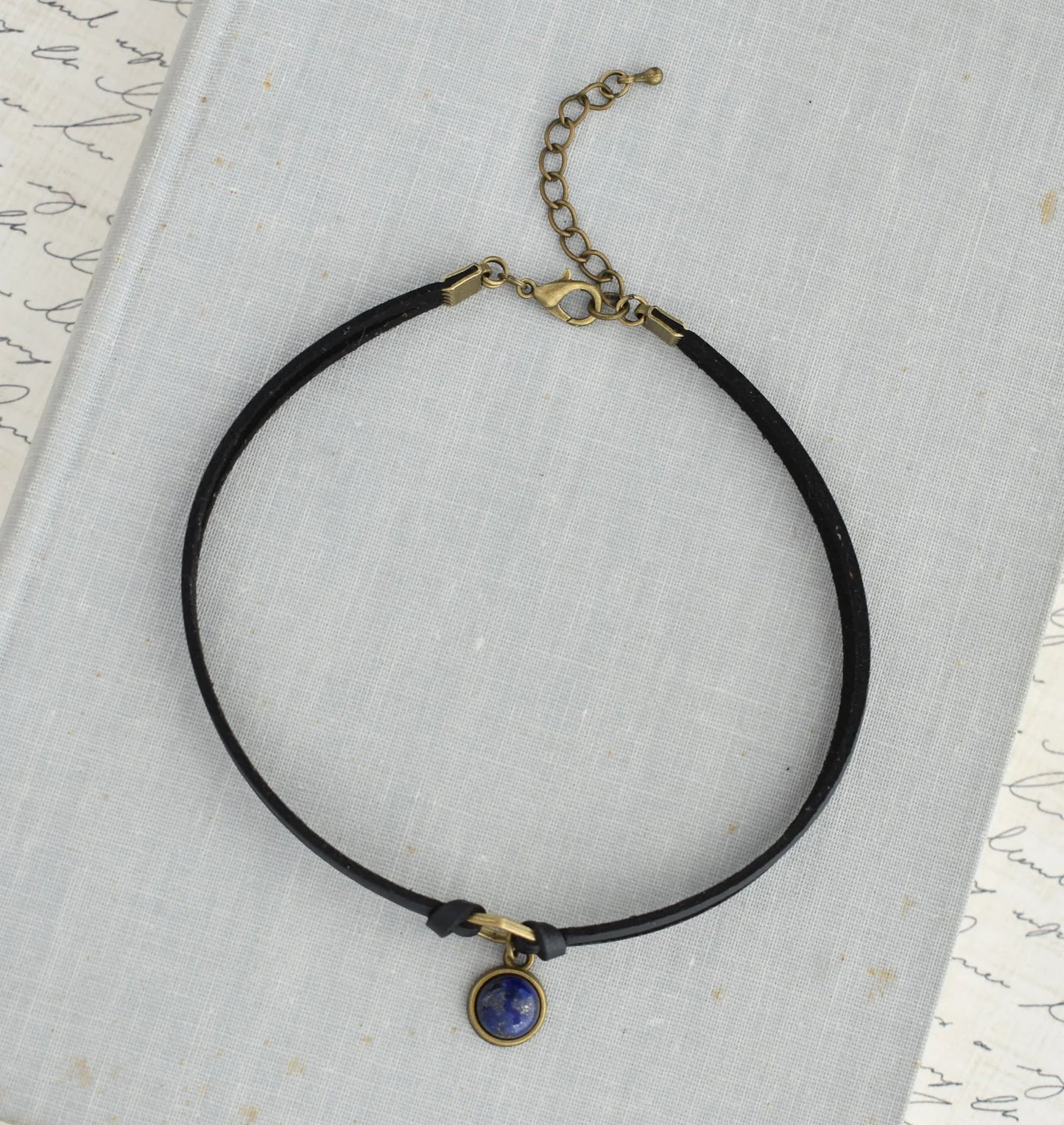 Lapis Lazuli Leather Choker