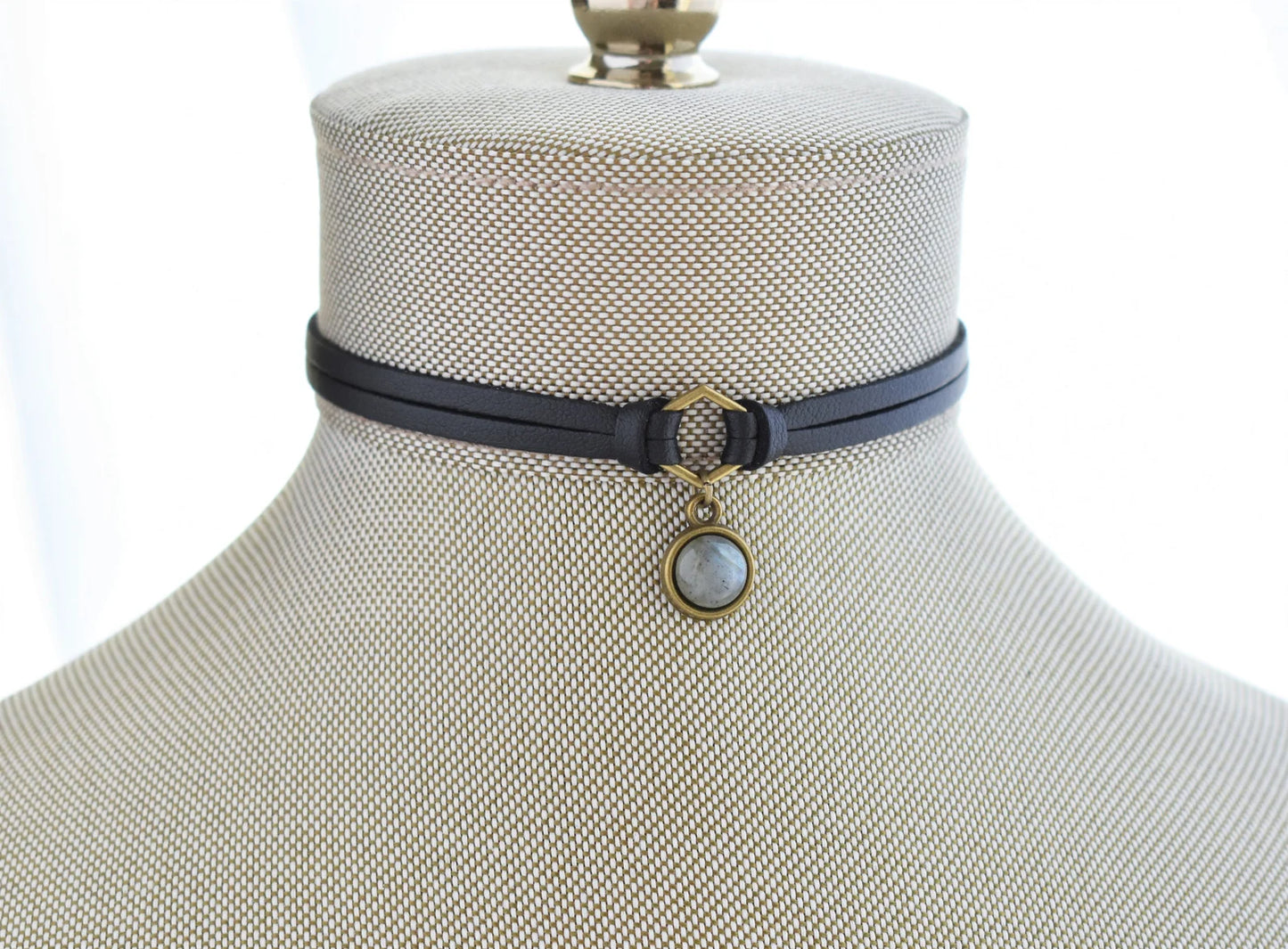 Labradorite Leather Choker