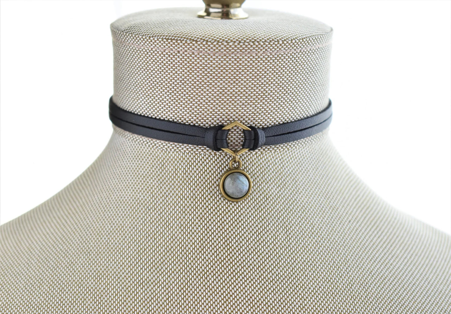 Labradorite Leather Choker