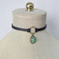 Green Opal Choker. Hexagon Faux Leather or Suede Choker.