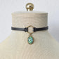 Green Opal Choker. Hexagon Faux Leather or Suede Choker.