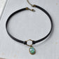 Green Opal Choker. Hexagon Faux Leather or Suede Choker.