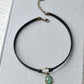 Green Opal Choker. Hexagon Faux Leather or Suede Choker.