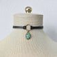 Green Opal Choker. Hexagon Faux Leather or Suede Choker.