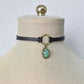 Green Opal Choker. Hexagon Faux Leather or Suede Choker.