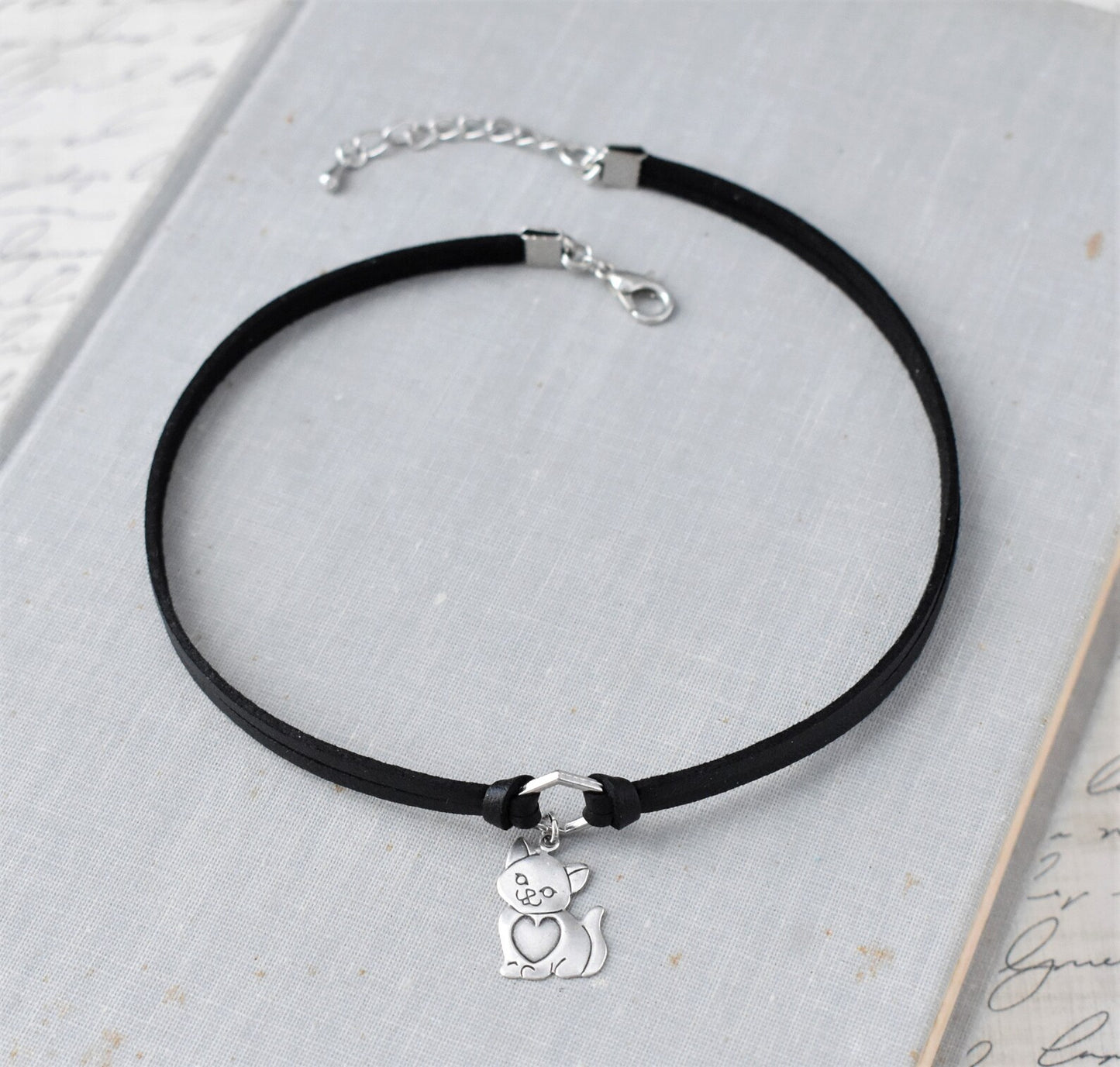 Cute Cat Leather Choker