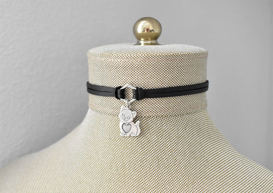 Cute Cat Leather Choker