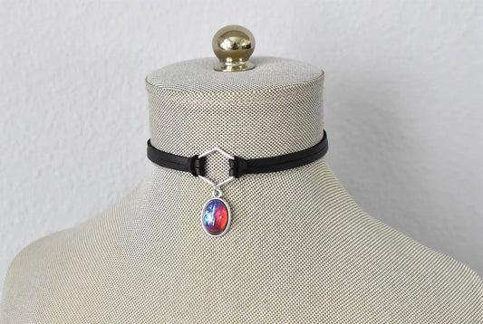 Mexican Fire Opal Choker. 8 Opal color options. Hexagon Faux Leather or Suede Choker