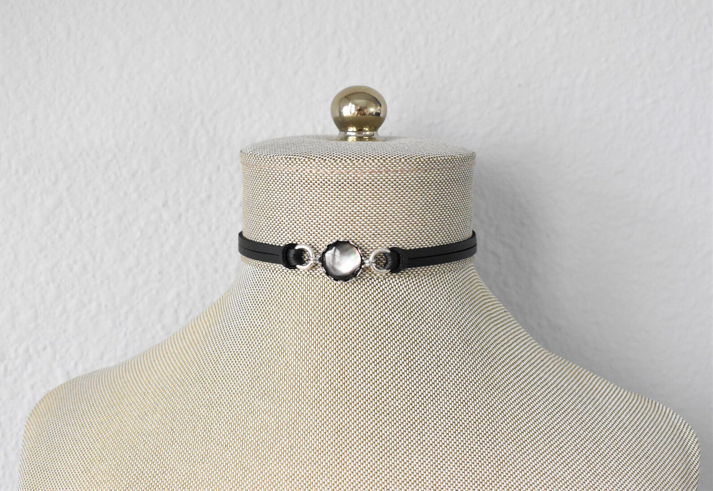 Black Pearl Leather Choker