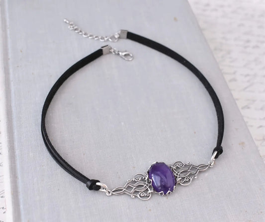 Amethyst Statement Choker. Gemstone or Opal Statement Choker