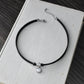 Gemstone Black Leather Choker. Stainless Steel. 17 Gemstone options