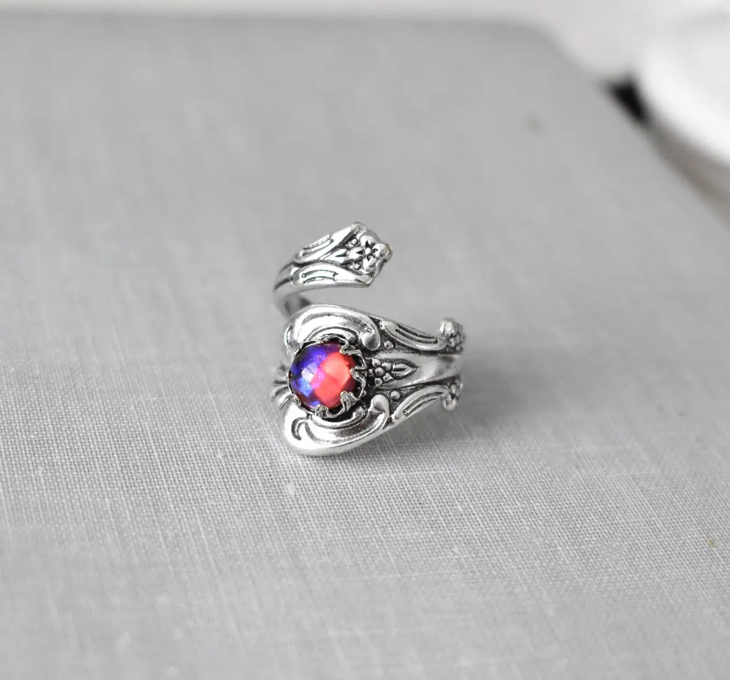 Dragons Breath Mexican Fire Opal Spoon Ring. (The ORIGINAL) 22 Opal/Gemstone options