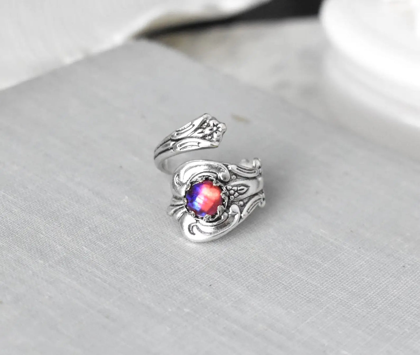 Dragons Breath Mexican Fire Opal Spoon Ring. (The ORIGINAL) 22 Opal/Gemstone options