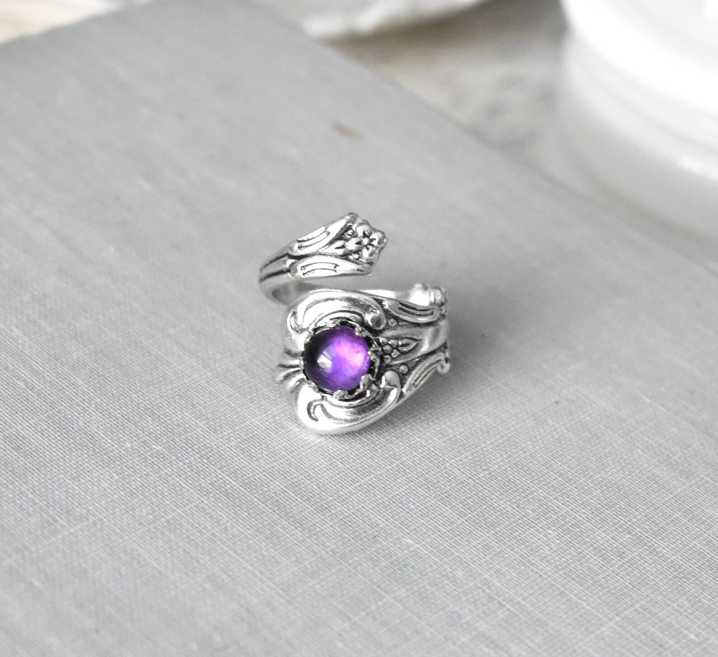 Amethyst Spoon Ring. Gemstone Spoon Ring (The ORIGINAL) 22 Opal/Gemstone options