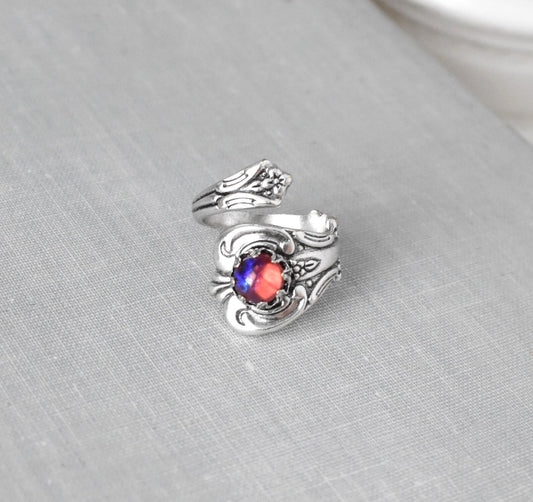 Dragons Breath Mexican Fire Opal Spoon Ring. (The ORIGINAL) 22 Opal/Gemstone options