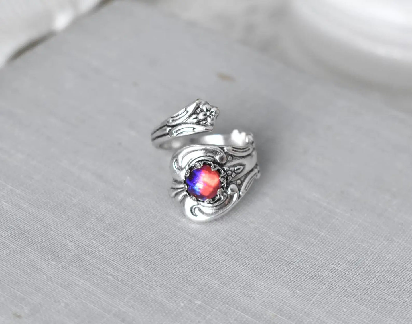 Dragons Breath Mexican Fire Opal Spoon Ring. (The ORIGINAL) 22 Opal/Gemstone options