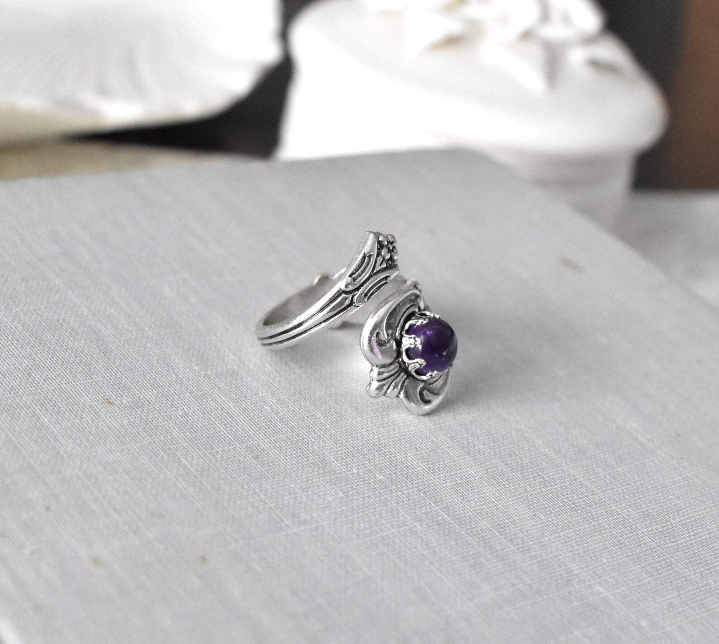 Amethyst Spoon Ring. Gemstone Spoon Ring (The ORIGINAL) 22 Opal/Gemstone options