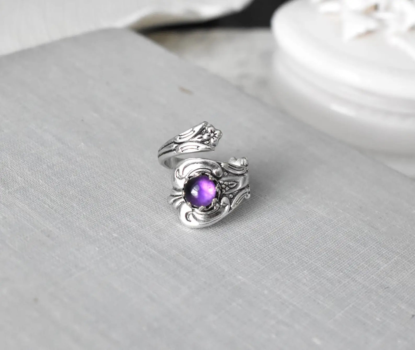 Amethyst Spoon Ring. Gemstone Spoon Ring (The ORIGINAL) 22 Opal/Gemstone options