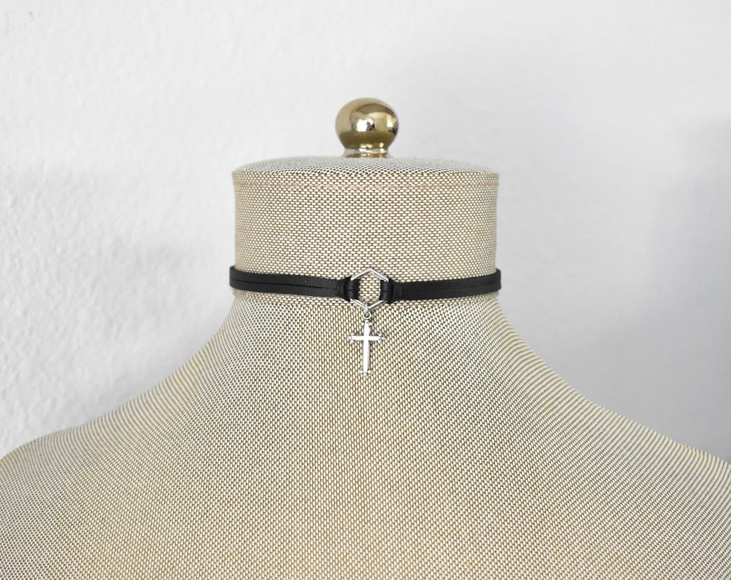 Cross Leather Choker. Over 20 Leather or Suede colors to choose from