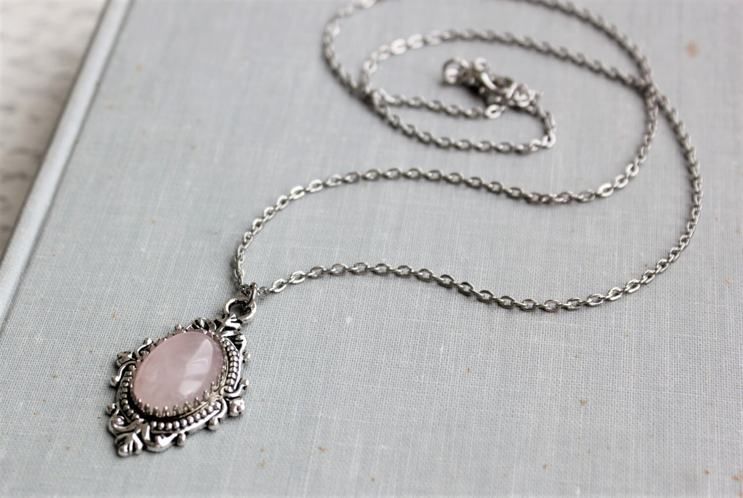 Rose Quartz Necklace. Gemstone Necklace.